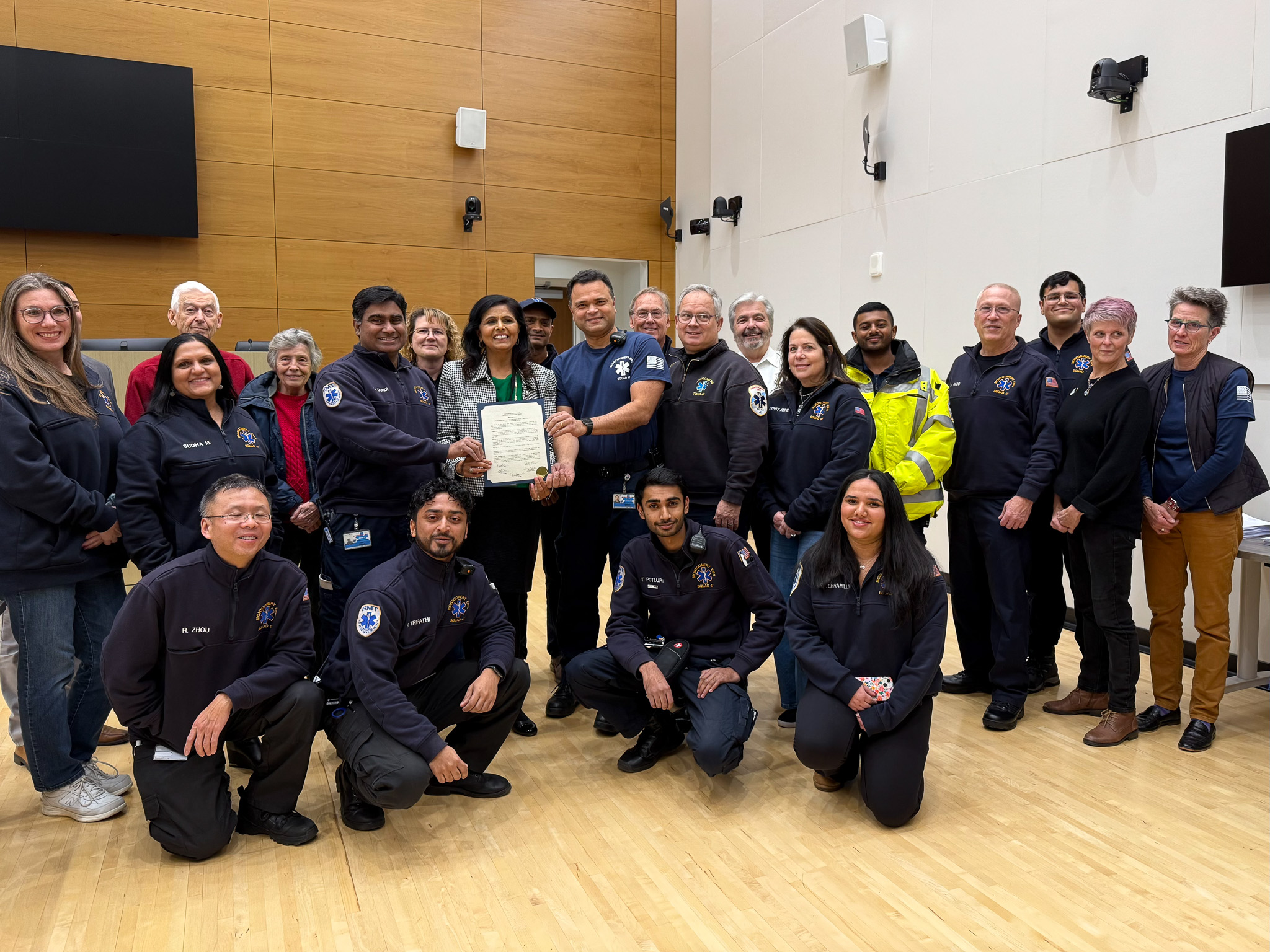 Montgomery EMS volunteer crew at the Belle Mead squad building